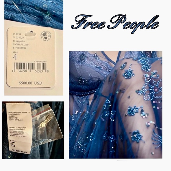 SOLD!! NWT Free People Sascha Sequin Maxi Dress with Original Included Slip (4) - Picture 10 of 12